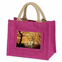 Lion Spirit Watch Little Girls Small Pink Jute Shopping Bag
