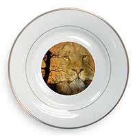 Lion Spirit Watch Gold Rim Plate Printed Full Colour in Gift Box