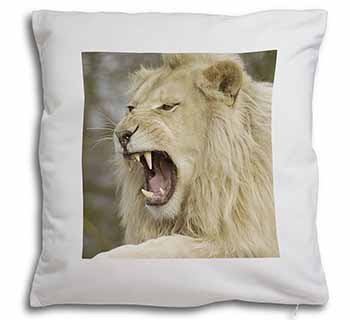 Roaring White Lion Soft White Velvet Feel Scatter Cushion