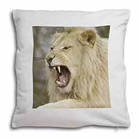 Roaring White Lion Soft White Velvet Feel Scatter Cushion