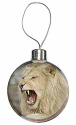 Roaring White Lion Christmas Bauble