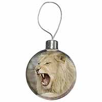 Roaring White Lion Christmas Bauble
