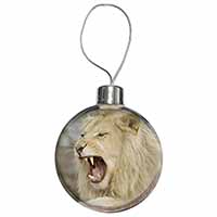 Roaring White Lion Christmas Bauble