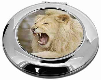 Roaring White Lion Make-Up Round Compact Mirror