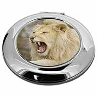 Roaring White Lion Make-Up Round Compact Mirror