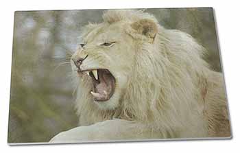 Large Glass Cutting Chopping Board Roaring White Lion