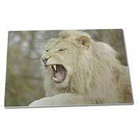 Large Glass Cutting Chopping Board Roaring White Lion