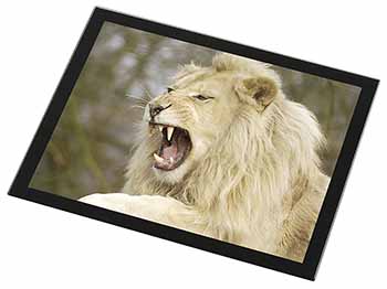 Roaring White Lion Black Rim High Quality Glass Placemat