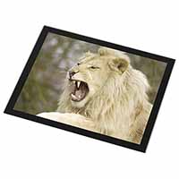 Roaring White Lion Black Rim High Quality Glass Placemat