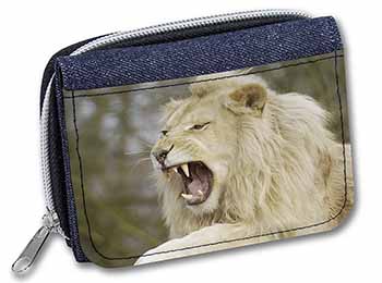 Roaring White Lion Unisex Denim Purse Wallet