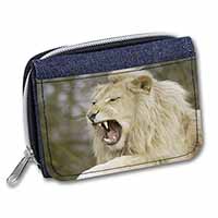 Roaring White Lion Unisex Denim Purse Wallet