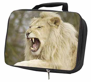 Roaring White Lion Black Insulated School Lunch Box/Picnic Bag