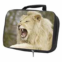Roaring White Lion Black Insulated School Lunch Box/Picnic Bag