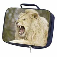 Roaring White Lion Navy Insulated School Lunch Box/Picnic Bag