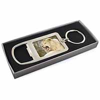 Roaring White Lion Chrome Metal Bottle Opener Keyring in Box