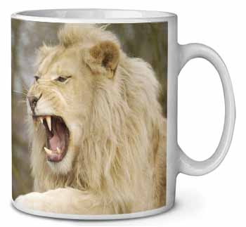 Roaring White Lion Ceramic 10oz Coffee Mug/Tea Cup