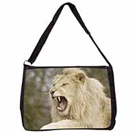 Roaring White Lion Large Black Laptop Shoulder Bag School/College