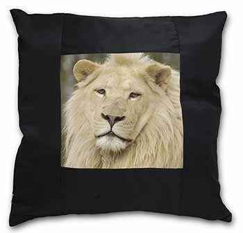 Gorgeous White Lion Black Satin Feel Scatter Cushion