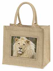 Gorgeous White Lion Natural/Beige Jute Large Shopping Bag