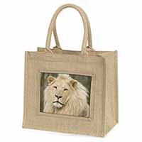 Gorgeous White Lion Natural/Beige Jute Large Shopping Bag