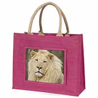 Gorgeous White Lion Large Pink Jute Shopping Bag