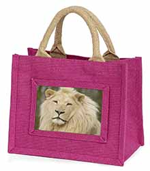 Gorgeous White Lion Little Girls Small Pink Jute Shopping Bag
