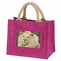 Gorgeous White Lion Little Girls Small Pink Jute Shopping Bag