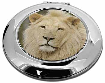 Gorgeous White Lion Make-Up Round Compact Mirror