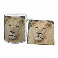 Gorgeous White Lion Mug and Coaster Set