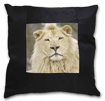 White Lion Black Satin Feel Scatter Cushion