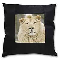 White Lion Black Satin Feel Scatter Cushion