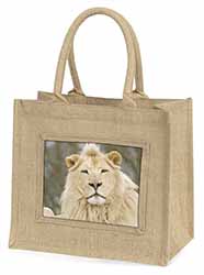 White Lion Natural/Beige Jute Large Shopping Bag