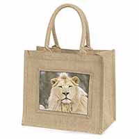 White Lion Natural/Beige Jute Large Shopping Bag