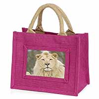 White Lion Little Girls Small Pink Jute Shopping Bag