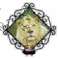 White Lion Wrought Iron Wall Art Candle Holder