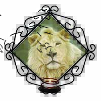 White Lion Wrought Iron Wall Art Candle Holder