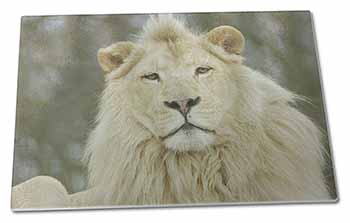 Large Glass Cutting Chopping Board White Lion