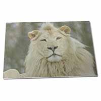 Large Glass Cutting Chopping Board White Lion