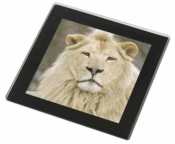 White Lion Black Rim High Quality Glass Coaster