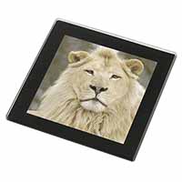 White Lion Black Rim High Quality Glass Coaster