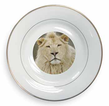 White Lion Gold Rim Plate Printed Full Colour in Gift Box