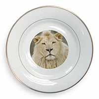 White Lion Gold Rim Plate Printed Full Colour in Gift Box