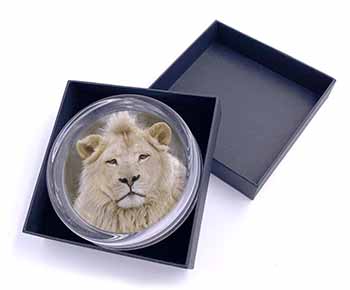 White Lion Glass Paperweight in Gift Box