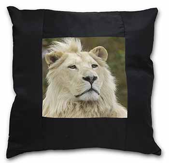 White Lion Black Satin Feel Scatter Cushion
