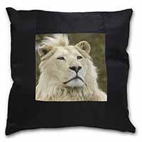 White Lion Black Satin Feel Scatter Cushion