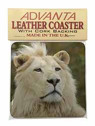 White Lion Single Leather Photo Coaster