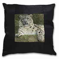 Beautiful Snow Leopard Black Satin Feel Scatter Cushion