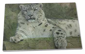 Large Glass Cutting Chopping Board Beautiful Snow Leopard