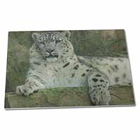 Large Glass Cutting Chopping Board Beautiful Snow Leopard