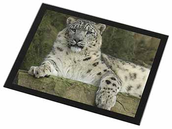 Beautiful Snow Leopard Black Rim High Quality Glass Placemat